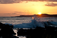 Breaking Waves at Sunset